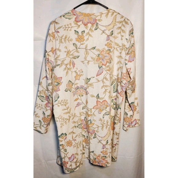 Stuart Alan Women's Flax Blend Open Mid Length Jacket Floral Sz 16 - Picture 5 of 10